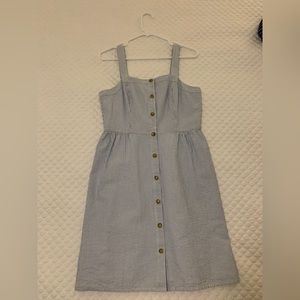J. Crew Factory Button Front Mini Dress in Blue White Stripe Seersucker size 6